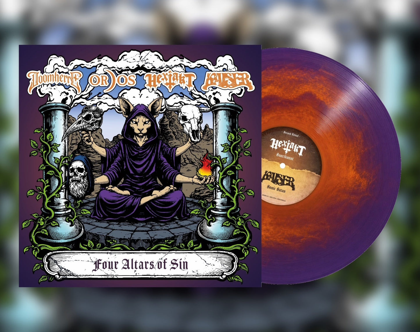 Four Altars of Sin (4 - way split) with Kaiser, Doomherre, Hexjakt and Ordos (pre - order) - Majestic Mountain Records